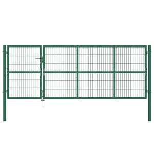 Portail de jardin avec poteaux 350 x 120 cm, acier vert