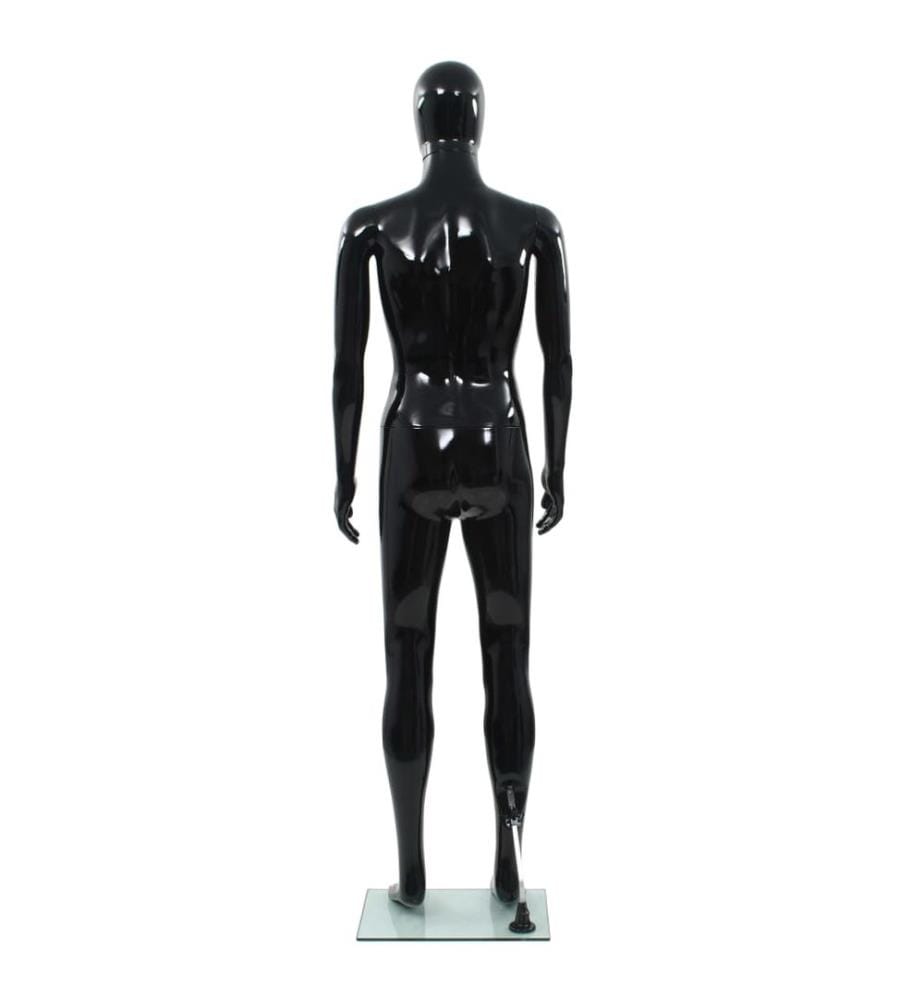 Mannequin homme corps complet base verre Noir brillant 185 cm