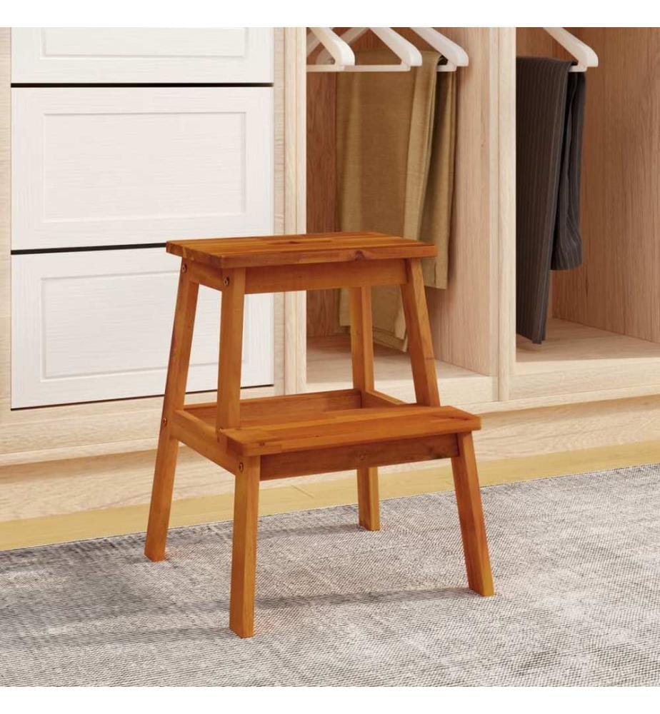 Tritthocker mit 2 Stufen 40x38x50 cm Massivholz Akazie
