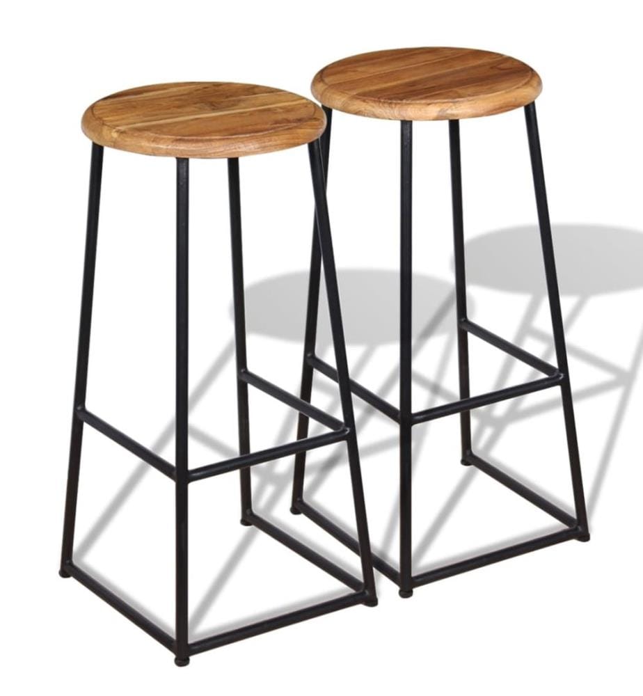 Barhocker 2 Stk. Massivholz Teak
