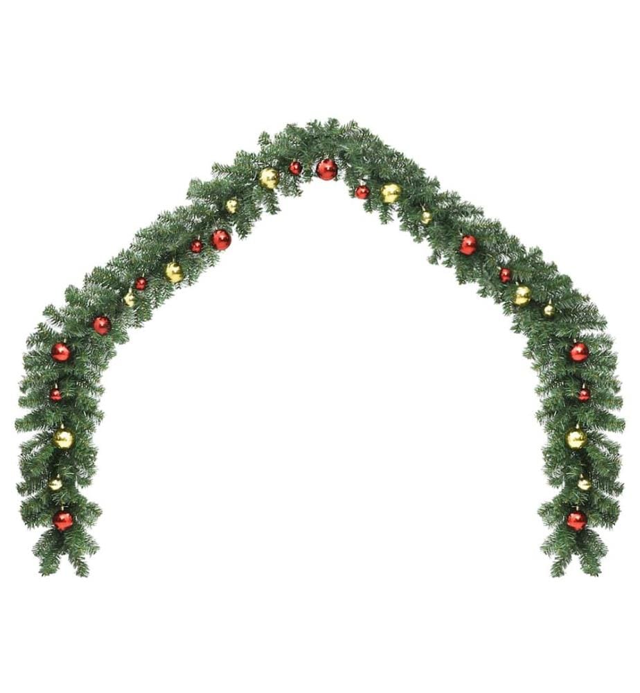 Guirlande de Noël décorée avec boules et lumières LED 10 m