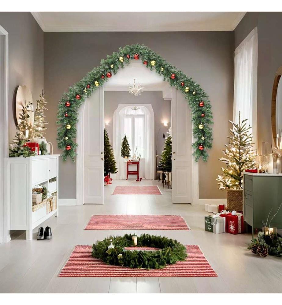 Guirlande de Noël décorée avec boules et lumières LED 10 m