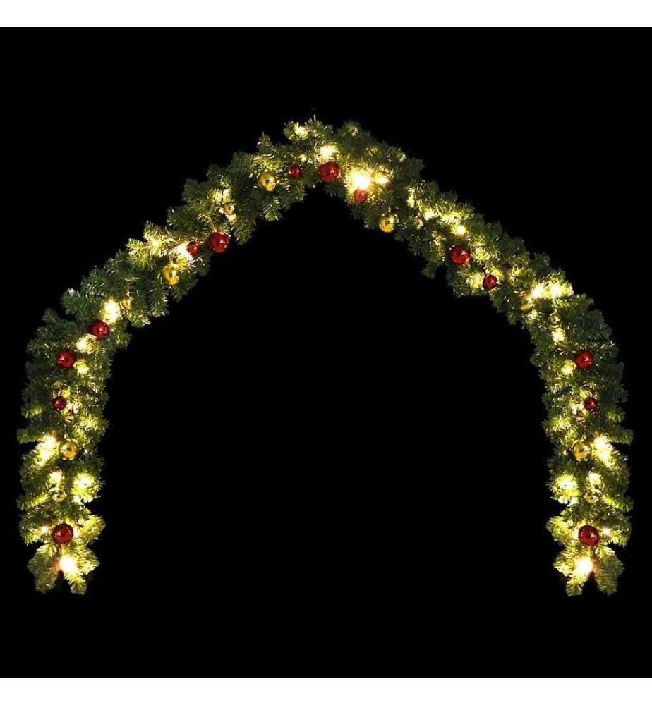 Guirlande de Noël décorée avec boules et lumières LED 10 m
