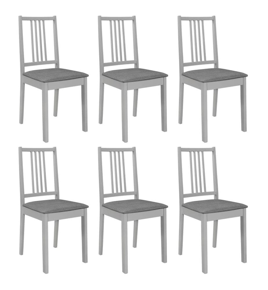 Esszimmerstühle mit Polstern 6 Stk. Grau Massivholz