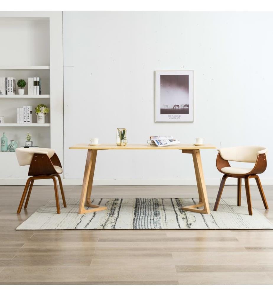 Esszimmerstühle 2 Stk. Creme Bugholz und Kunstleder