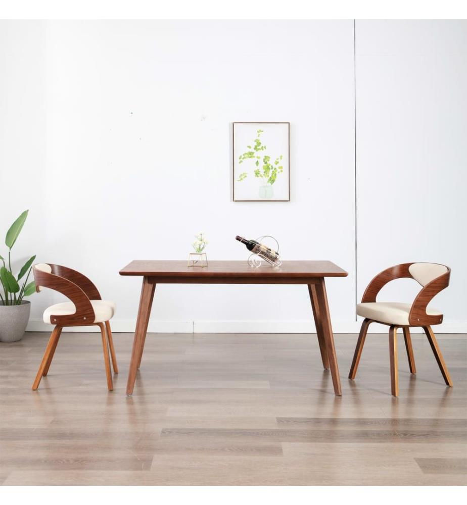 Esszimmerstühle 2 Stk. Creme Bugholz und Kunstleder