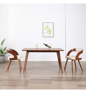 Esszimmerstühle 2 Stk. Creme Bugholz und Kunstleder