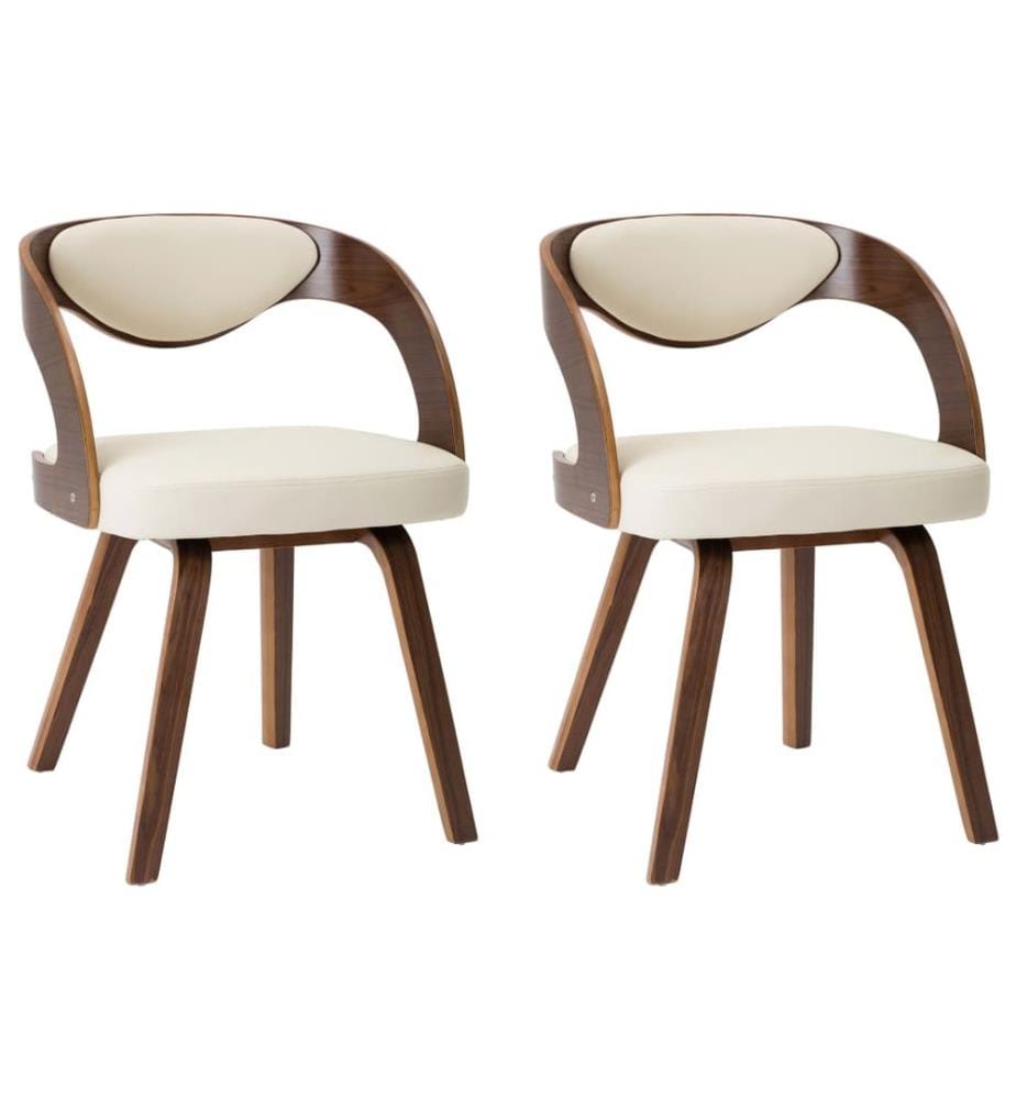 Esszimmerstühle 2 Stk. Creme Bugholz und Kunstleder