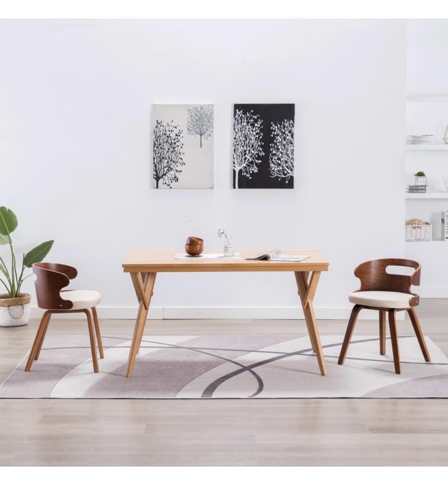 Esszimmerstühle 2 Stk. Creme Bugholz und Kunstleder