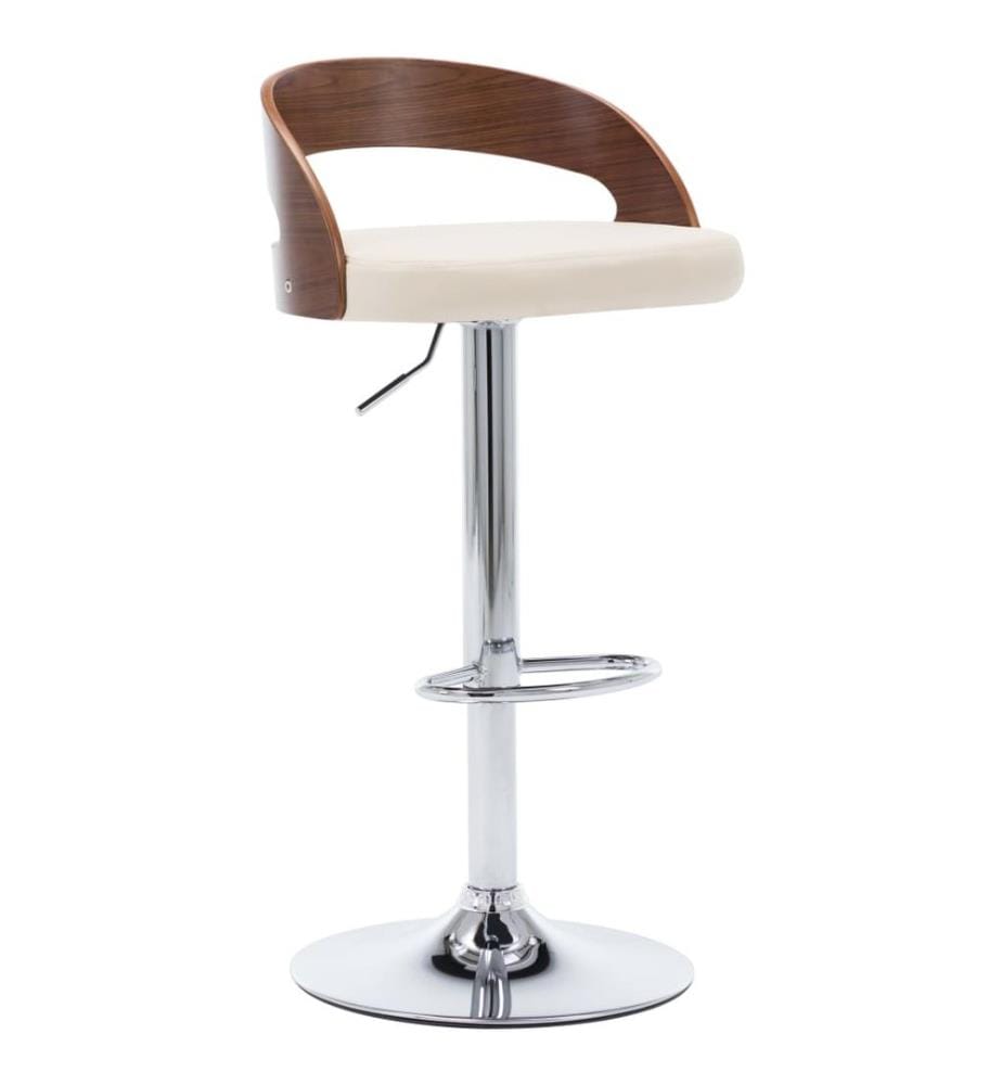 Barhocker 2 Stk. Cremeweiss Kunstleder und Bugholz