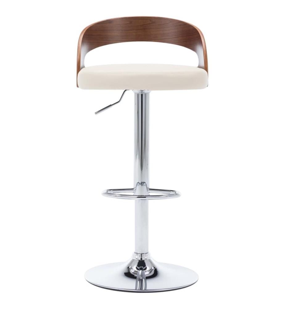 Barhocker 2 Stk. Cremeweiss Kunstleder und Bugholz