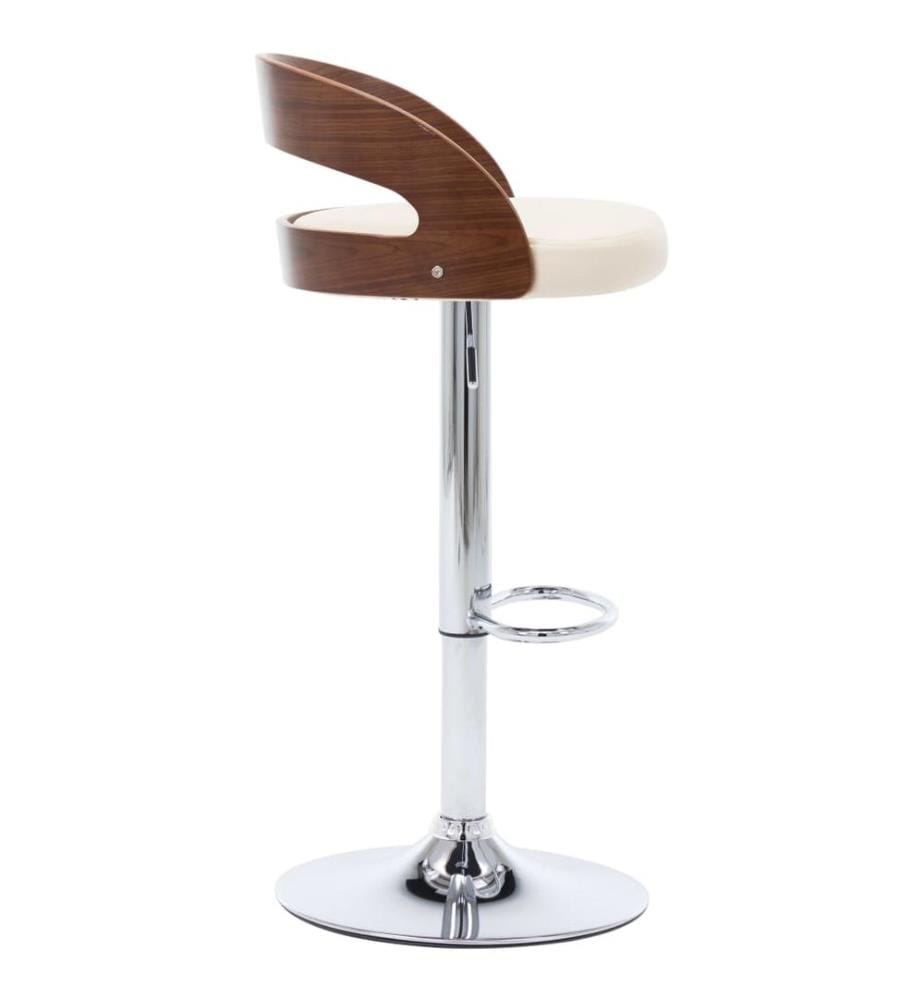 Barhocker 2 Stk. Cremeweiss Kunstleder und Bugholz