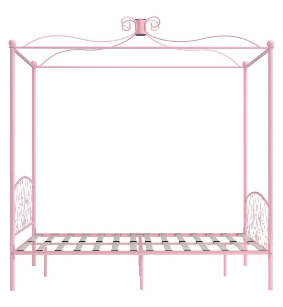 Himmelbett-Gestell Rosa Metall 140 x 200 cm