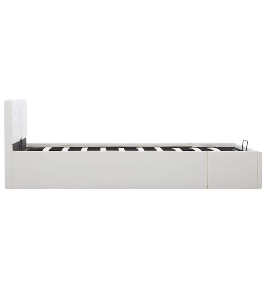 Stauraumbett Hydraulisch Weiss Kunstleder 120×200 cm