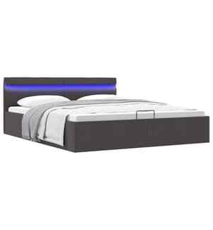 Bett mit Bettkasten Hydraulisch LED Dunkelgrau Stoff 180x200 cm