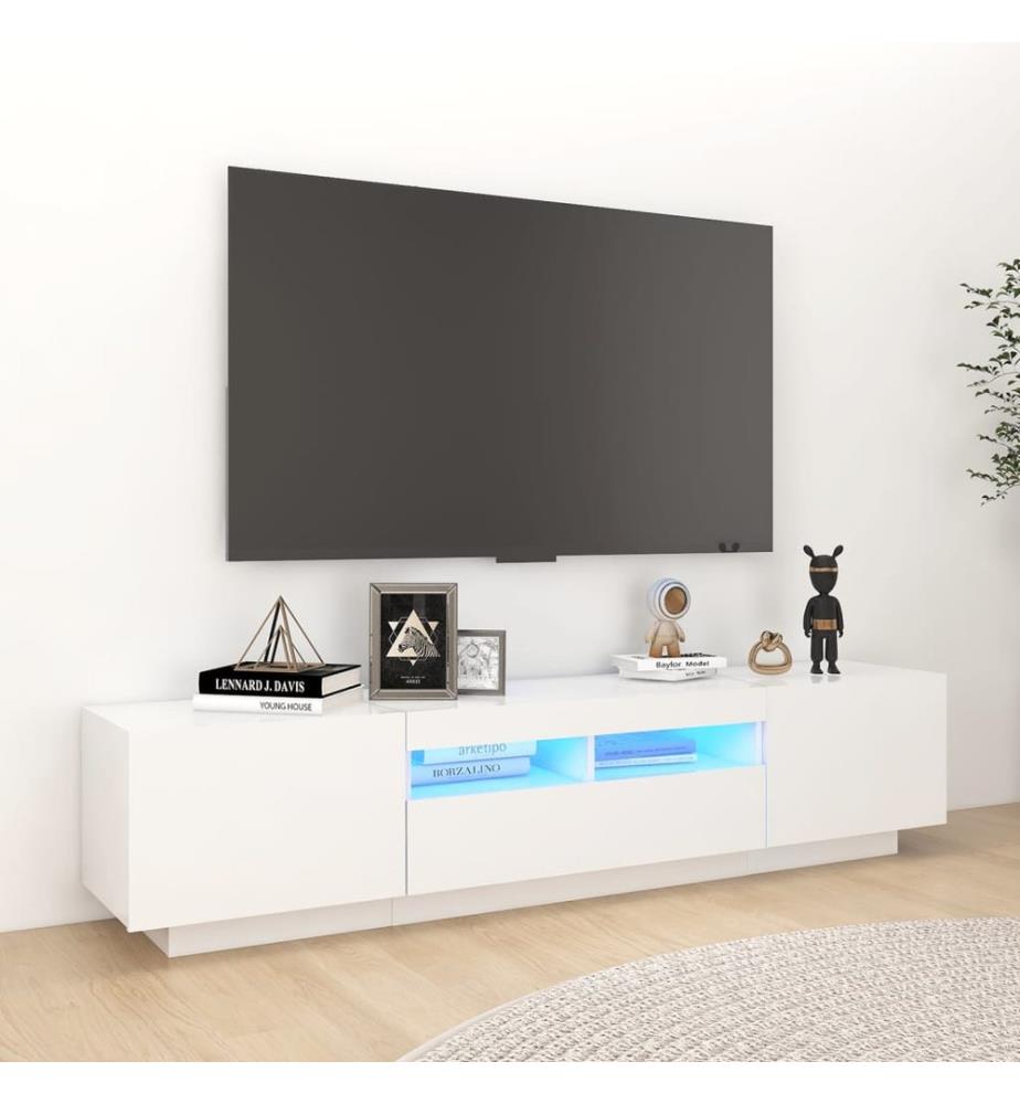TV-Schrank mit LED-Leuchten Weiss 180x35x40 cm
