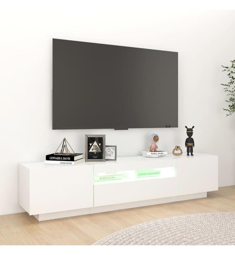 TV-Schrank mit LED-Leuchten Weiss 180x35x40 cm
