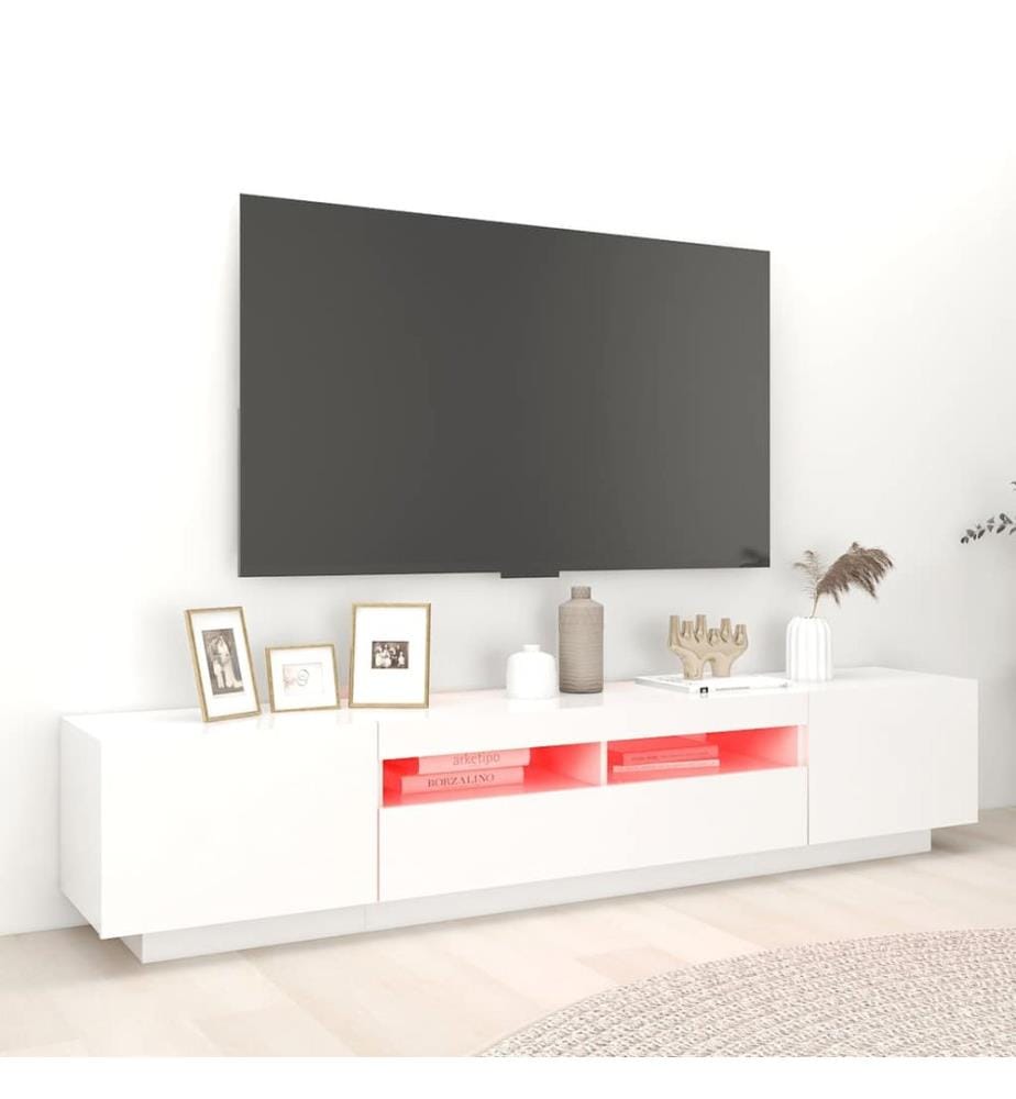 TV-Schrank mit LED-Leuchten Weiss 200x35x40 cm