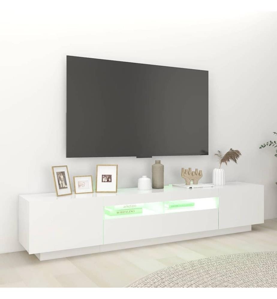 TV-Schrank mit LED-Leuchten Weiss 200x35x40 cm