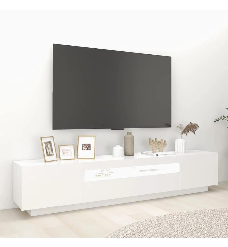 TV-Schrank mit LED-Leuchten Weiss 200x35x40 cm