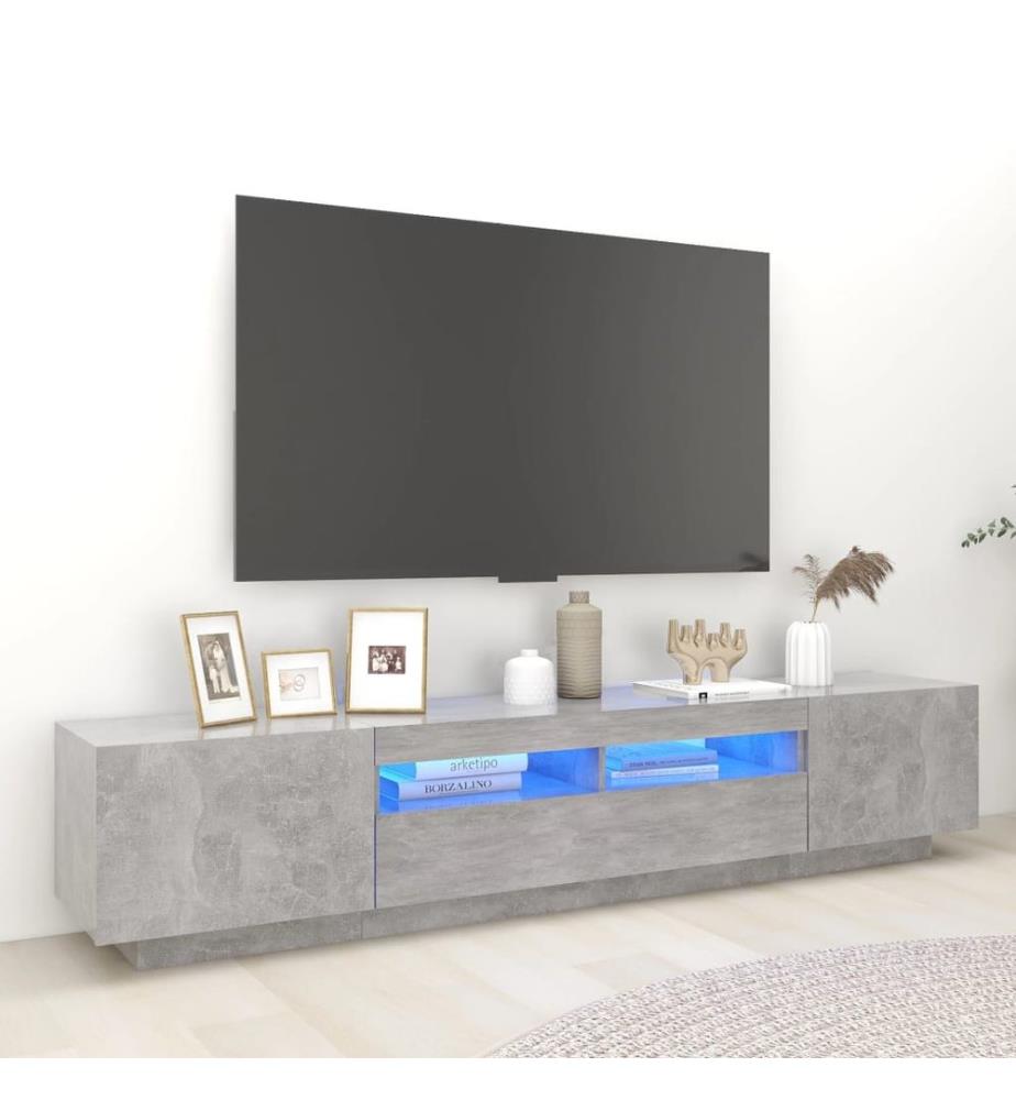 TV-Schrank mit LED-Leuchten Betongrau 200x35x40 cm