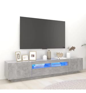 TV-Schrank mit LED-Leuchten Betongrau 200x35x40 cm