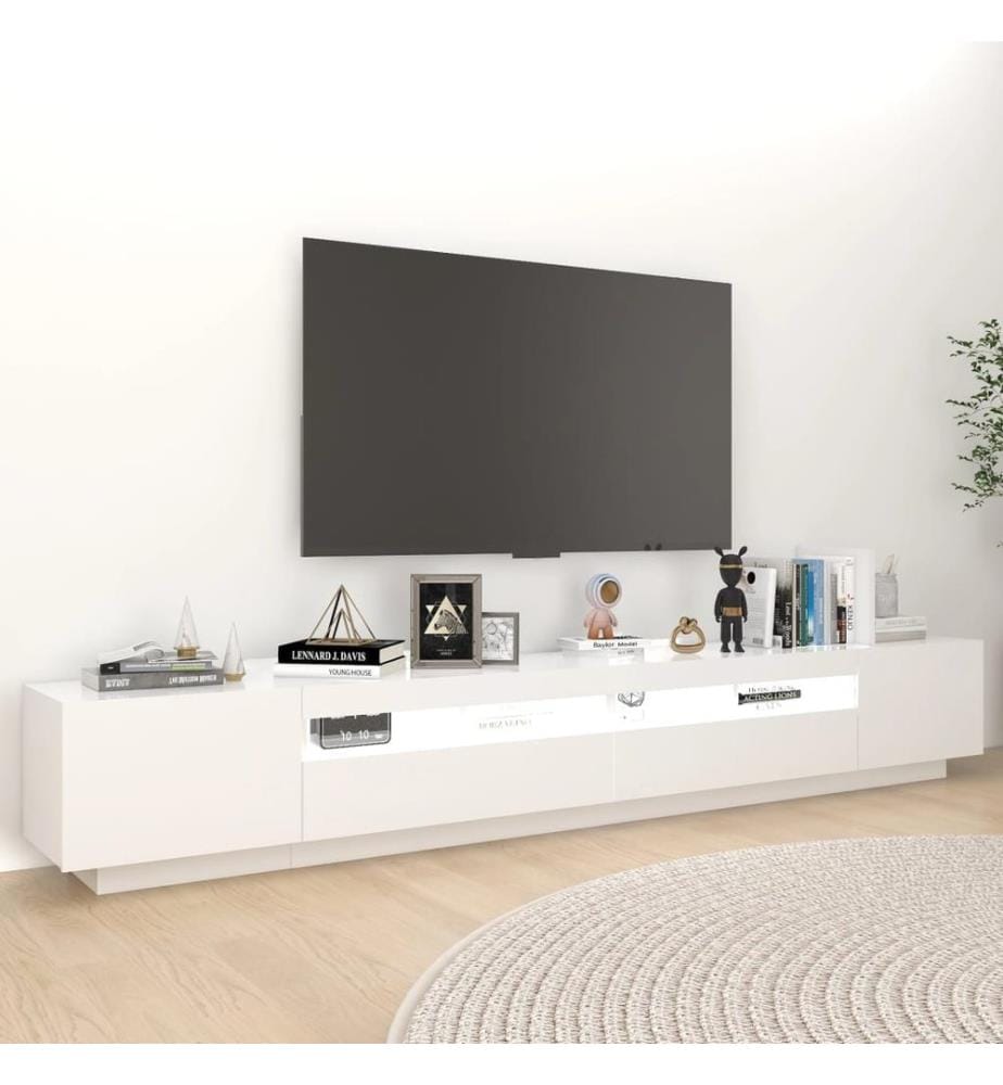 TV-Schrank mit LED-Leuchten Weiss 260x35x40cm