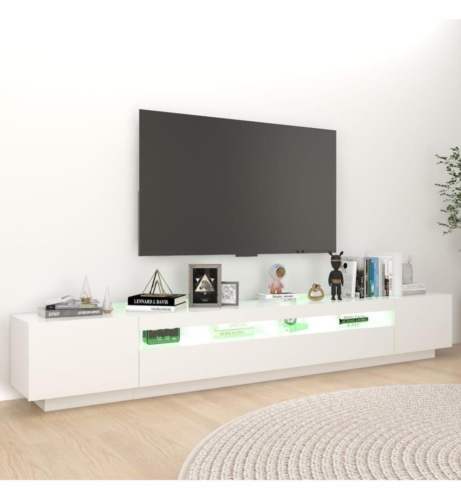 TV-Schrank mit LED-Leuchten Weiss 260x35x40cm