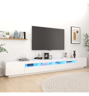 TV-Schrank mit LED-Leuchten Weiss 300x35x40 cm