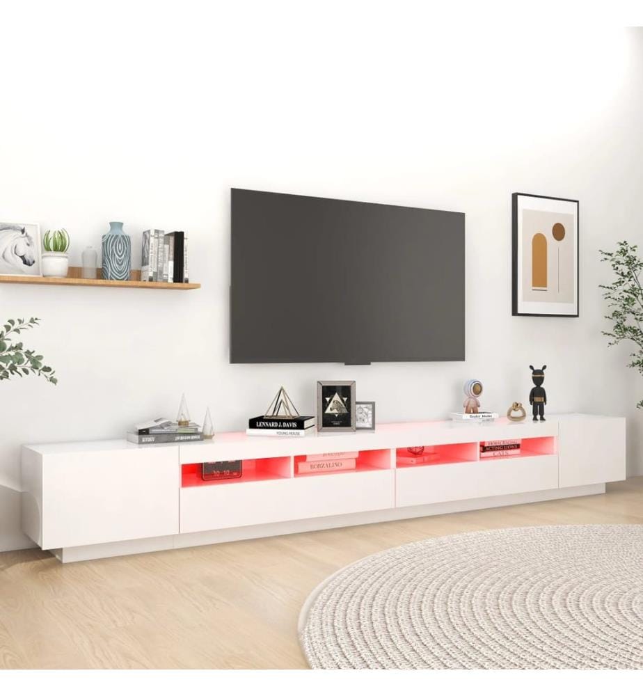 TV-Schrank mit LED-Leuchten Weiss 300x35x40 cm