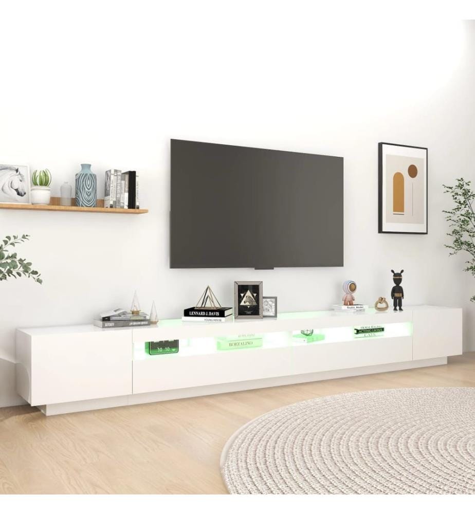 TV-Schrank mit LED-Leuchten Weiss 300x35x40 cm