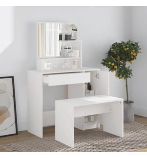 Schminktisch-Set Weiss 86,5x35x136 cm