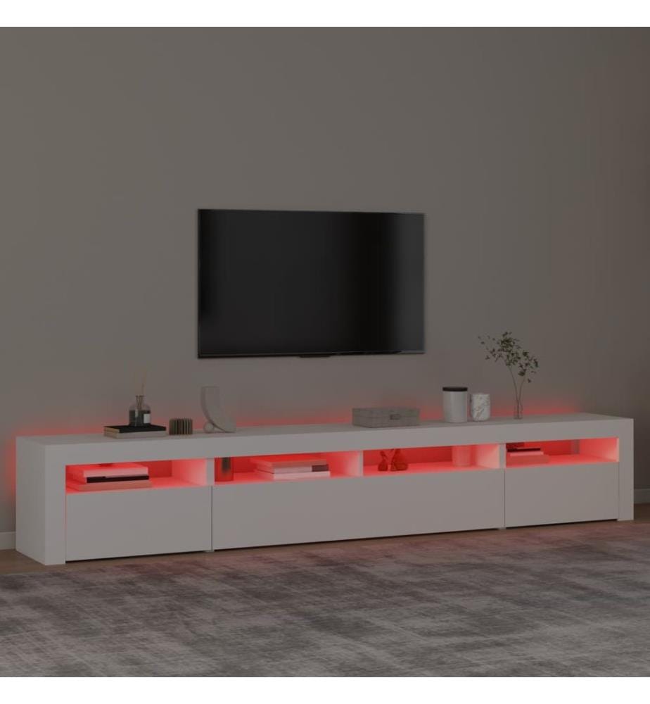 TV-Schrank mit LED-Leuchten Weiss 240x35x40 cm