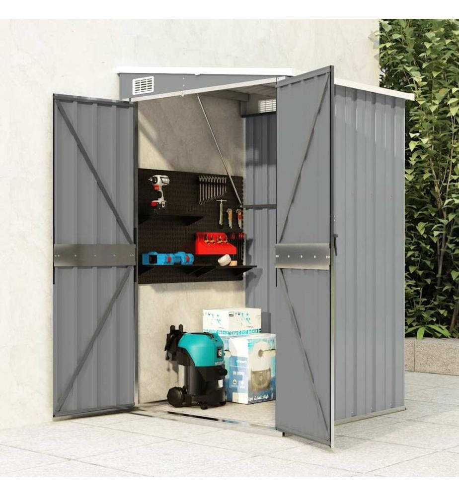 Remise de jardin murale Gris 118x100x178 cm Acier galvanisé