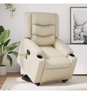 Fauteuil inclinable de massage électrique crème similicuir
