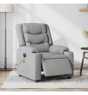 Fauteuil de massage inclinable électrique gris clair tissu