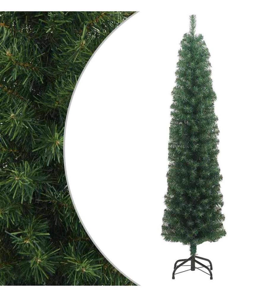 Sapin de Noël artificiel mince avec support vert 180 cm PVC