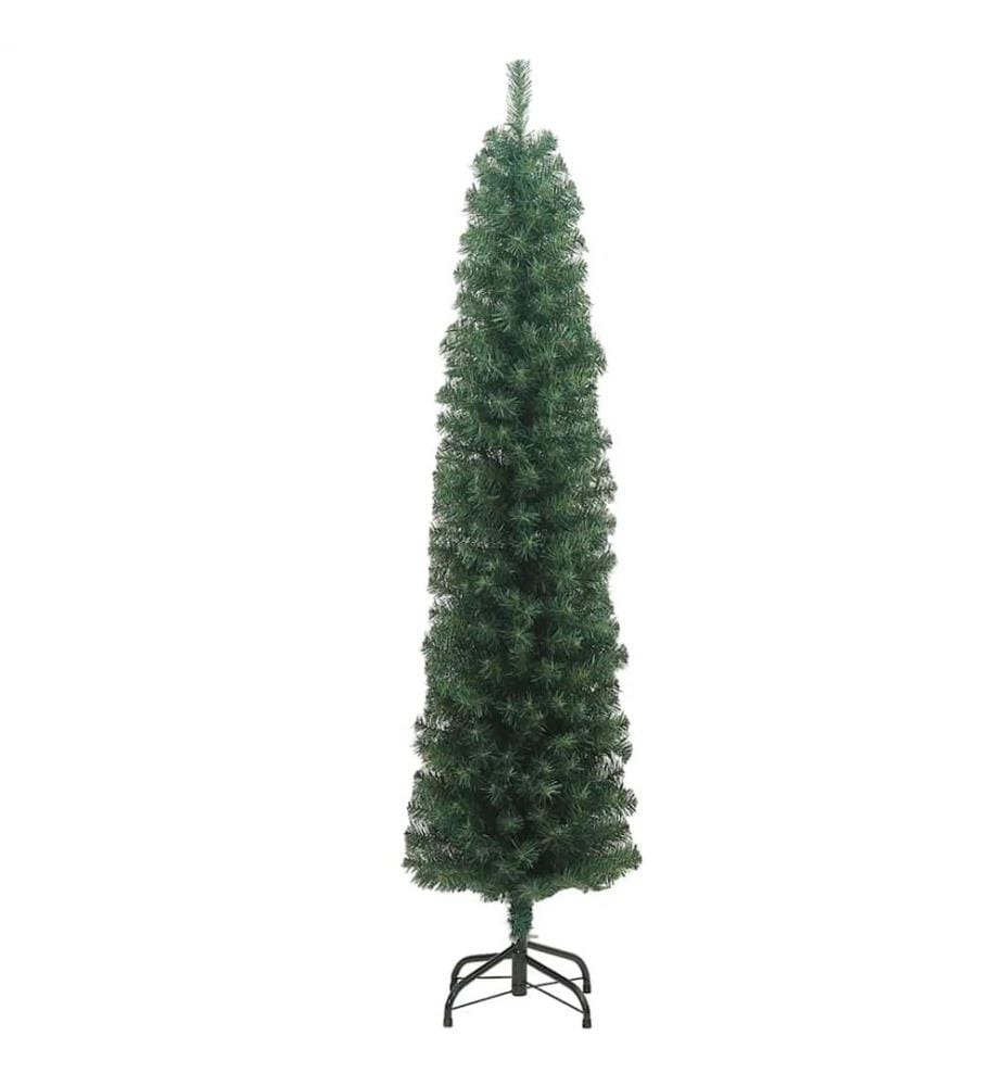 Sapin de Noël artificiel mince avec support vert 180 cm PVC