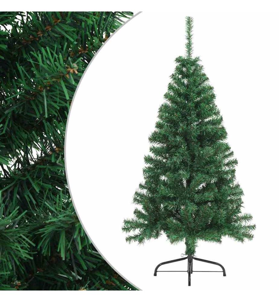 Sapin de Noël artificiel moitié avec support vert 150 cm PVC