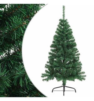 Sapin de Noël artificiel moitié avec support vert 150 cm PVC
