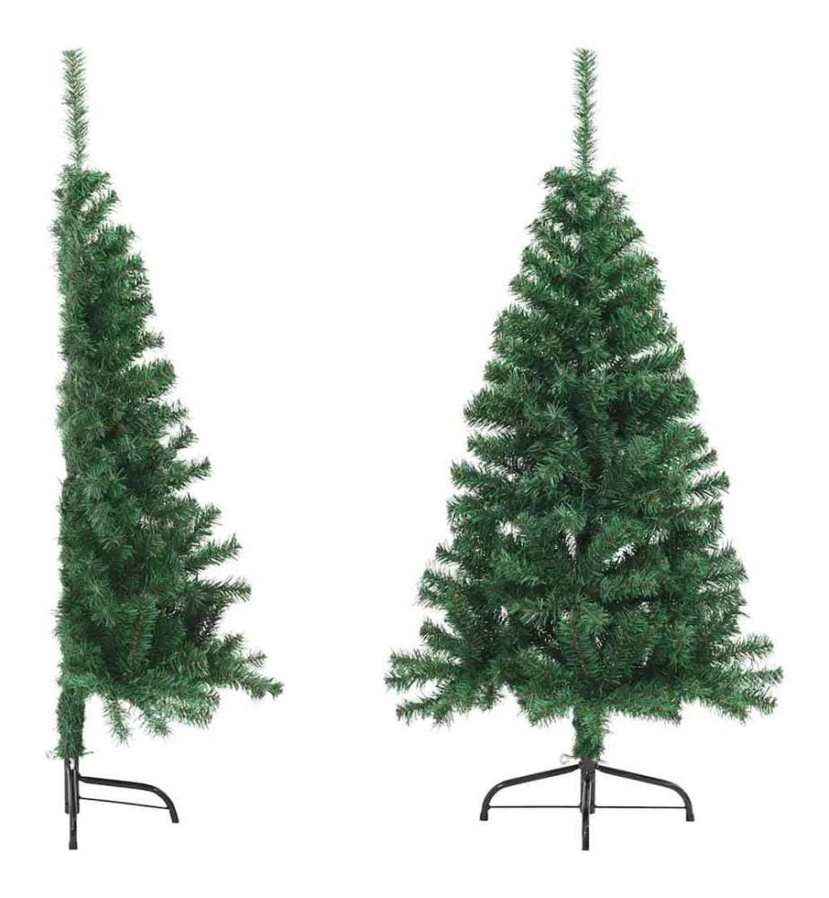 Sapin de Noël artificiel moitié avec support vert 150 cm PVC