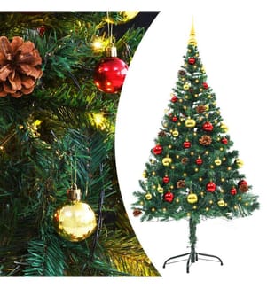 Arbre de Noël artificiel pré-éclairé avec boules vert 150 cm