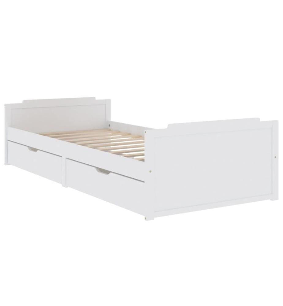 Massivholzbett mit Schubladen Weiss Kiefer 90x200 cm