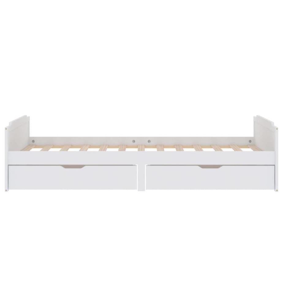 Massivholzbett mit Schubladen Weiss Kiefer 90x200 cm