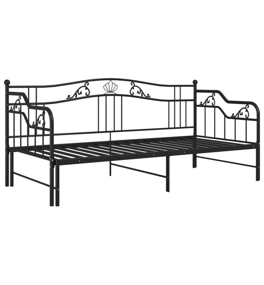 Ausziehsofa Bettgestell Schwarz Metall 90x200 cm