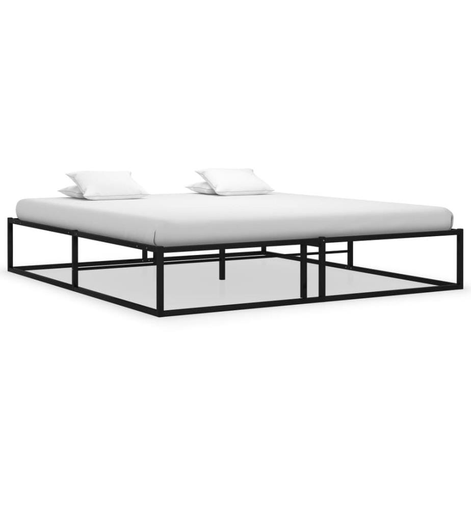 Cadre de lit sans matelas noir métal 160x200 cm