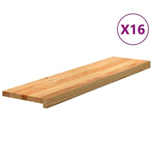 Marches d'escalier 16 pcs marron clair 100x30x2 cm chêne massif