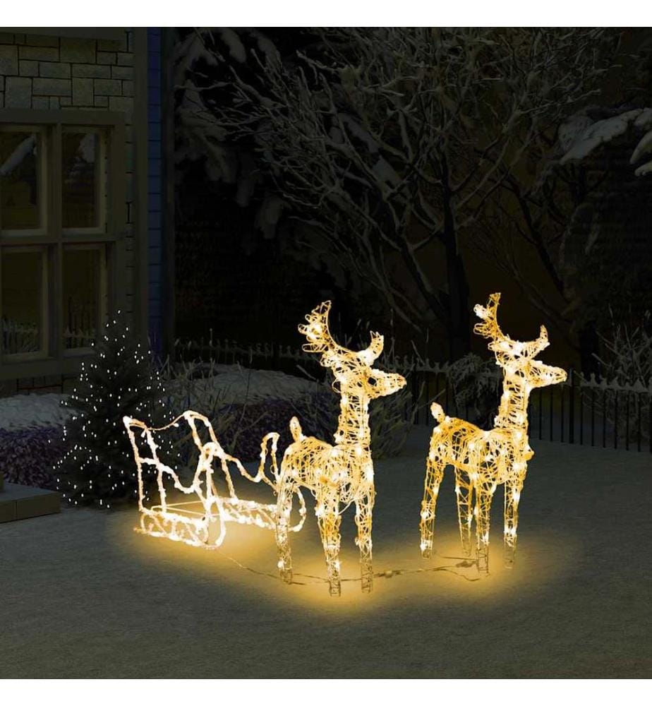 Rentiere & Schlitten Weihnachtsdekoration 160 LEDs 130 cm Acryl