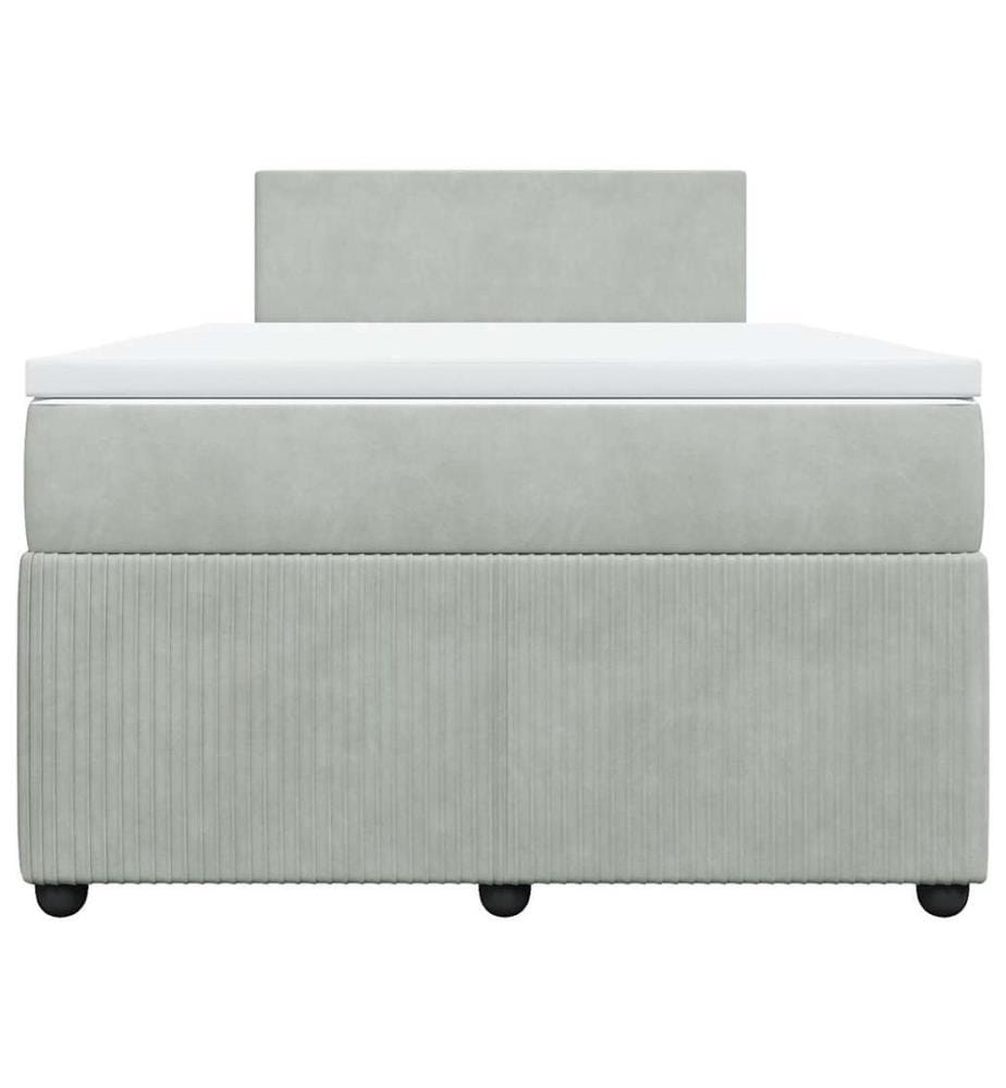 Sommier à lattes de lit et matelas gris clair 120x190cm velours