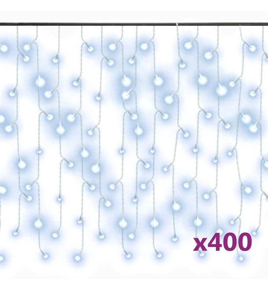 Rideau lumineux à glaçons LED 10m 400LED Blanc froid 8fonctions